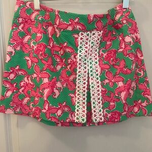 Lilly Pulitzer Floral Green and Pink Skirt